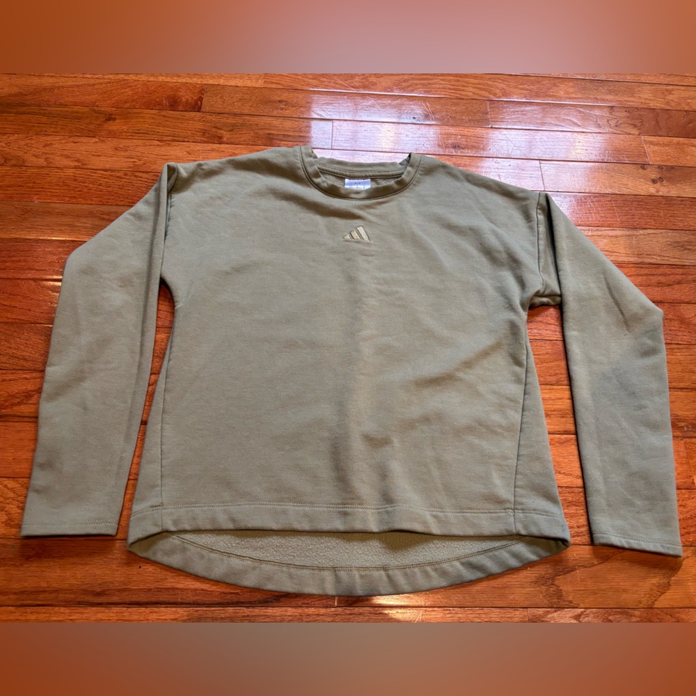 Adidas Ribbed Olive Green Long Sleeve Sweatshirt